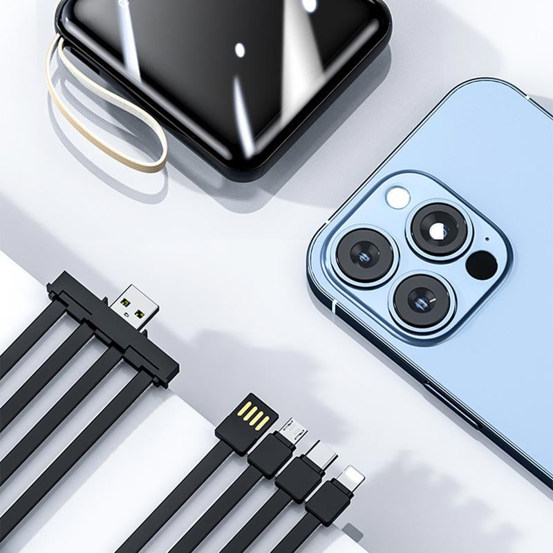 Multi-Function Power Bank with Built-in Cables & Digital Display