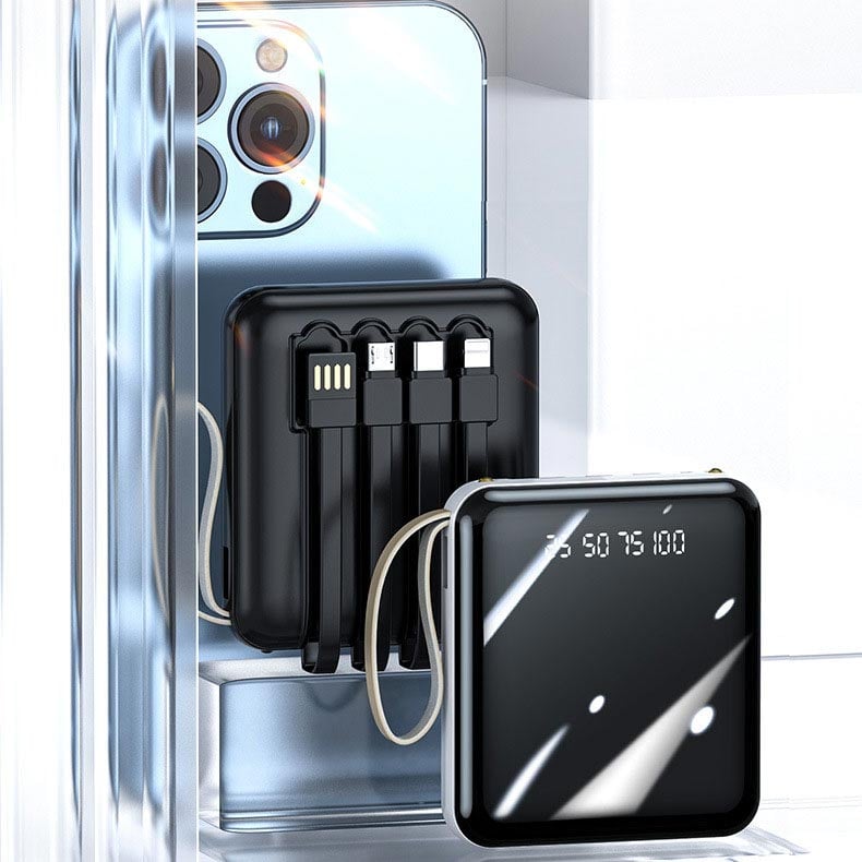 Multi-Function Power Bank with Built-in Cables & Digital Display