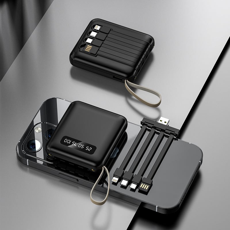 Multi-Function Power Bank with Built-in Cables & Digital Display