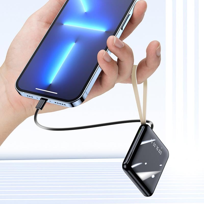 Multi-Function Power Bank with Built-in Cables & Digital Display