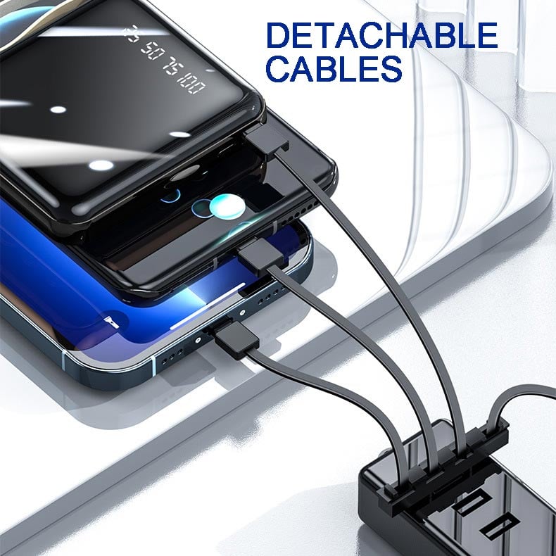 Multi-Function Power Bank with Built-in Cables & Digital Display