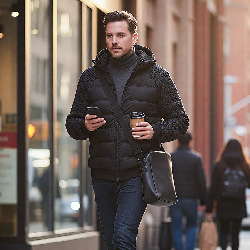 π§₯ Men's Warm Patchwork Winter Hoodie