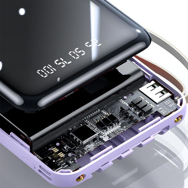 Multi-Function Power Bank with Built-in Cables & Digital Display