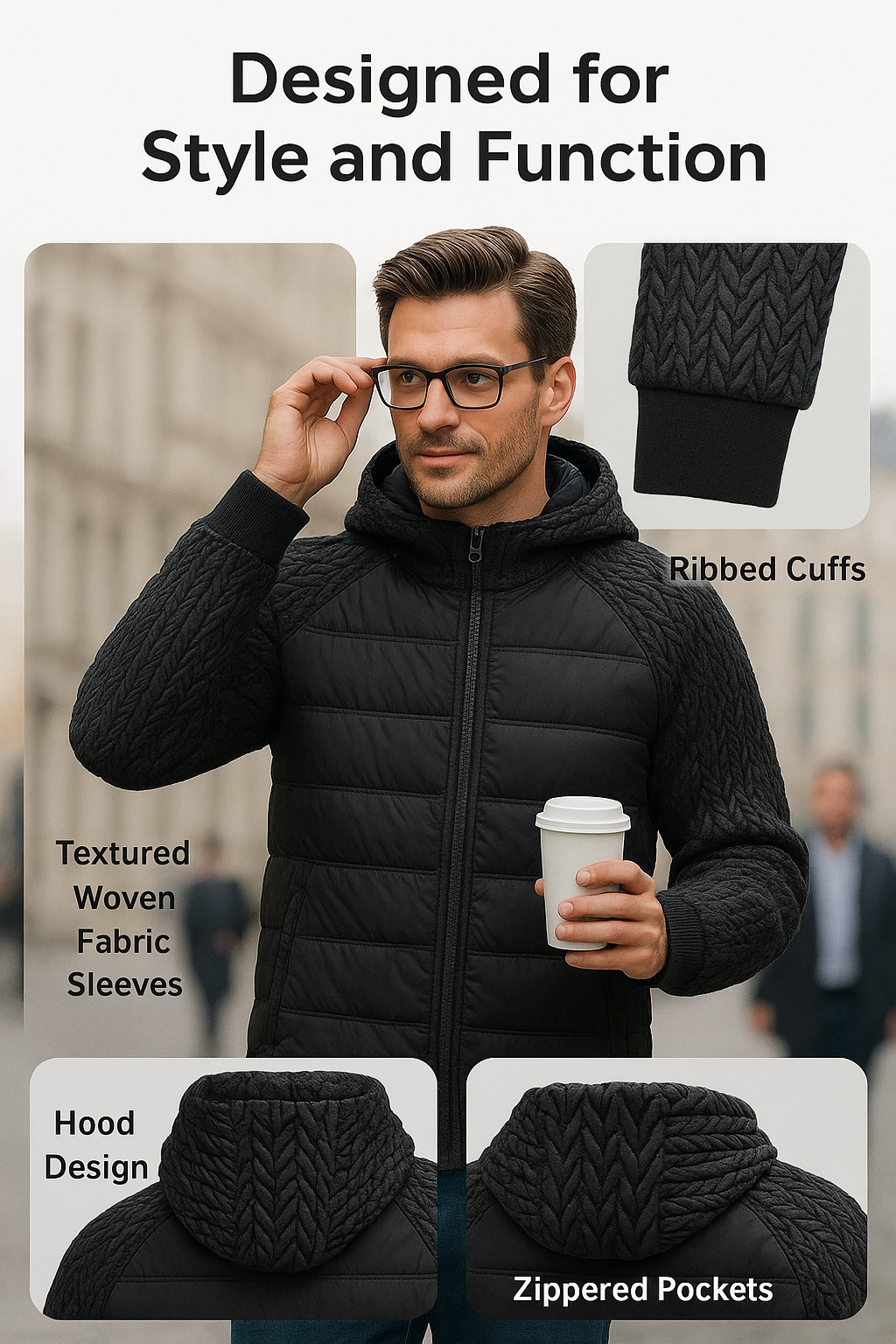 π§₯ Men's Warm Patchwork Winter Hoodie