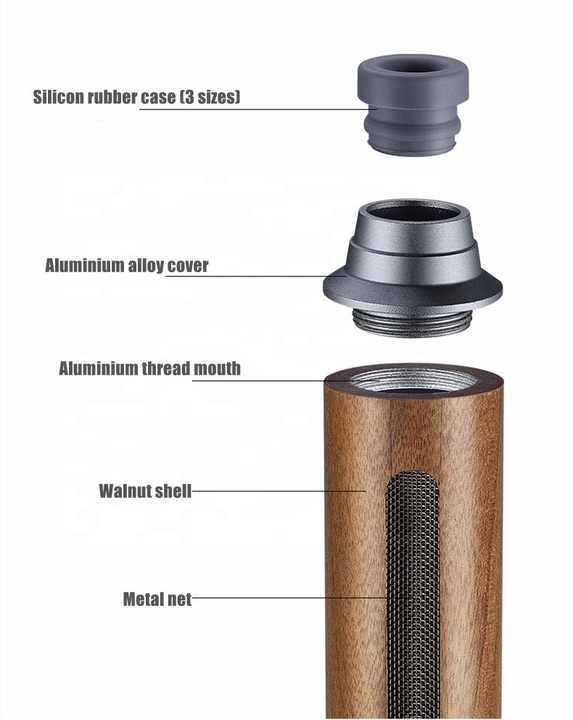 Wood Portable Handheld Aluminium Ashtray