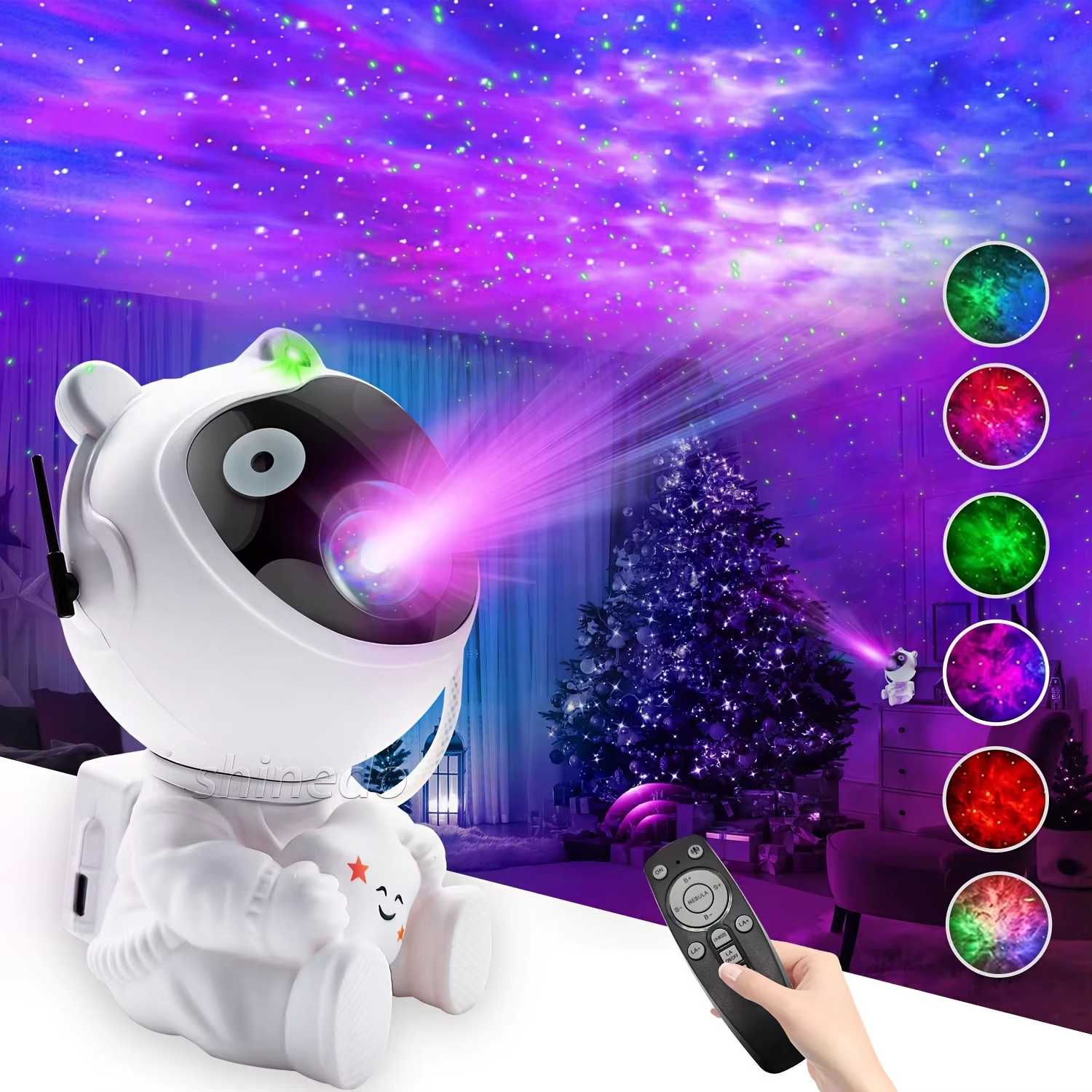 🚀 Astronaut 360° Rotating Galaxy Projector Lamp