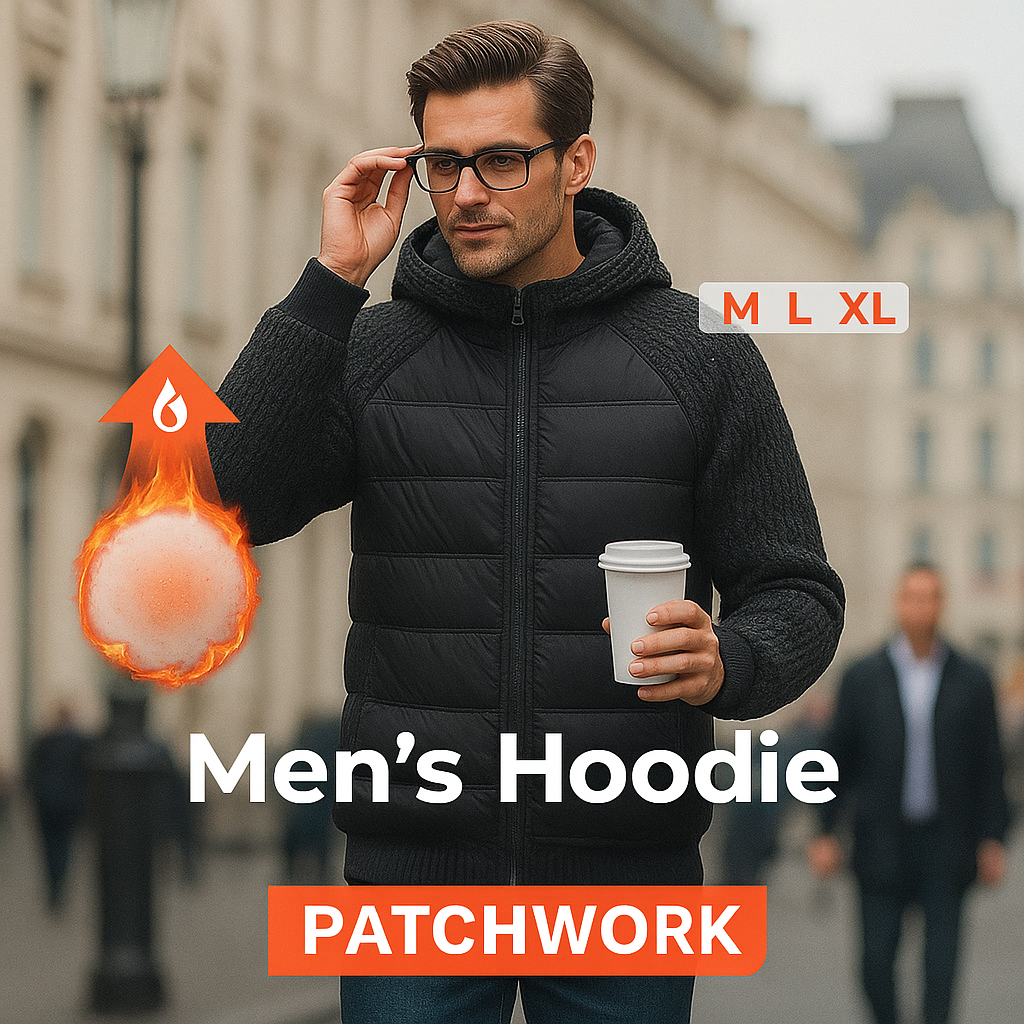 🧥 Men's Warm Patchwork Winter Hoodie