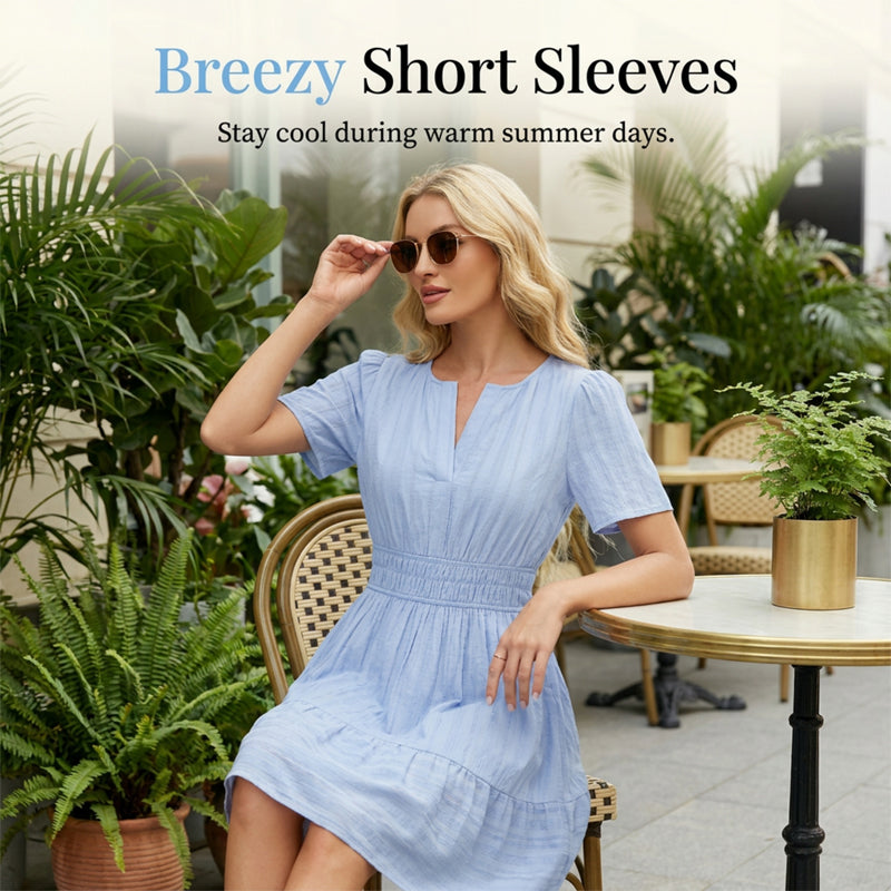 Women's Short Sleeve Tiered Mini Dress👗