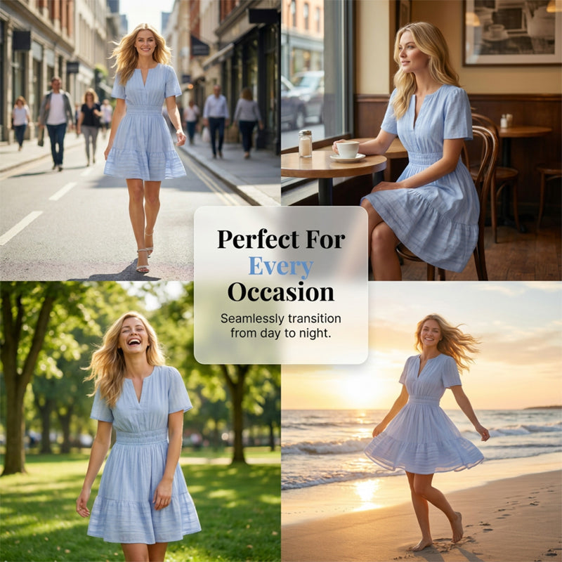 Women's Short Sleeve Tiered Mini Dress👗