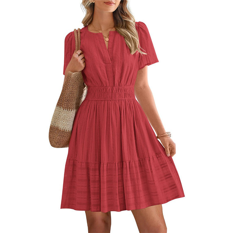 Women's Short Sleeve Tiered Mini Dress👗
