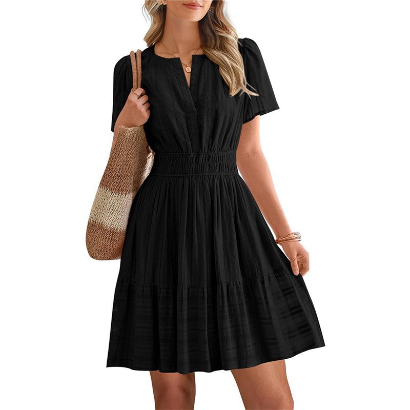 Women's Short Sleeve Tiered Mini Dress👗