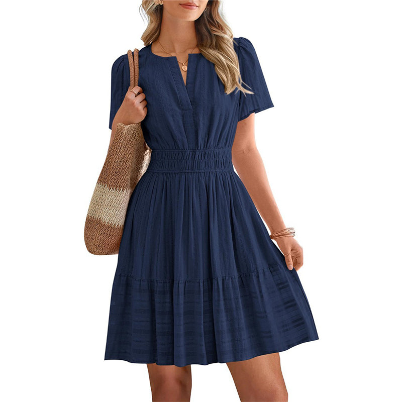 Women's Short Sleeve Tiered Mini Dress👗